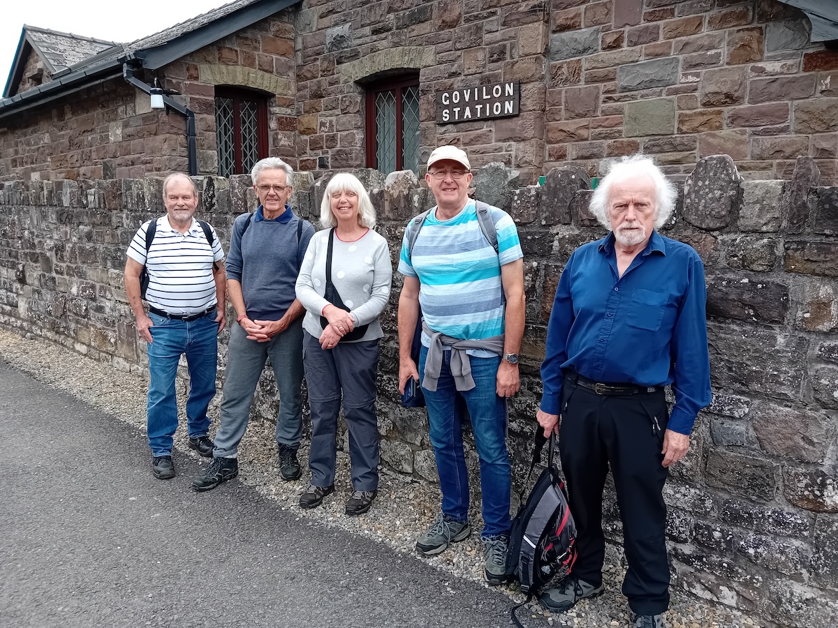 Group photo with Govilon station buildings behind
